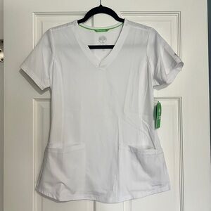 White V-Neck Women's Scrub Top